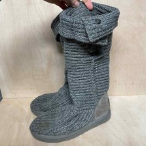 UGG Womens Classic Cardy Button Knit Boots Tall Gray Size 7 - £25.59 GBP