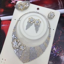 Luxury Elegant Bridal Necklace Set for Women Flower Shell Cubic Zirconia Wedding - $273.60