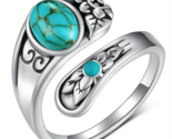 Silvery and Turquoise Spoon Ring - New - Size 8 - $14.99