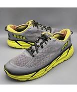 Hoka One Clifton 2 Mens Size 12.5 Gray/Neon Athletic Running Sneakers 10... - $49.99