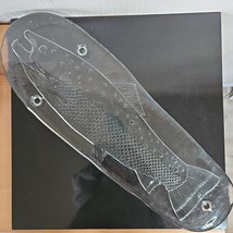 Salmon Fish Serving Platter Lg Heavy Thick Italian Clear Glass Footed Pl... - £62.18 GBP