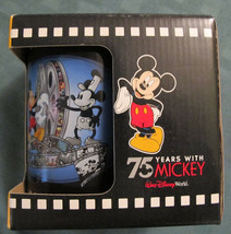 2003 Disney 75 years of Mickey Mouse Birthday Anniversary mug Steamboat Willie - £23.97 GBP