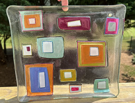 Contemporary Art Glass Serving or Decorative Tray Lori Siebert for Silve... - $19.99