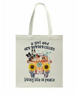 Girl And Her Collies Bag Living Life In Peace Dogs Lover Canvas Bags Cot... - $26.99 CAD