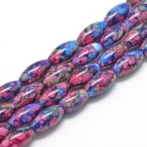 Speckled Glass Beads 22mm Assorted Lot Oval Jewelry Supplies Rainbow Pink 10pcs - £5.64 GBP