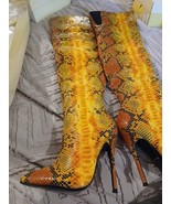 The Highest Heel Orange Snake Skin Knee High Boots Size 5 - $29.99