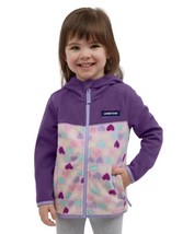 Lands&#39; End Girls Boys Jacket Purple Multicolor Hearts Full Zip Pockets Hood - $616.31 MXN