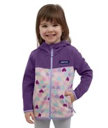 Lands&#39; End Girls Boys Jacket Purple Multicolor Hearts Full Zip Pockets Hood - $616.31 MXN