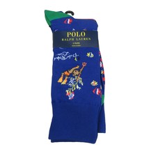 Polo Ralph Lauren Bearwaiian Bear Socks Mens Size 6-13 Denim Blue Red 2-... - £19.65 GBP