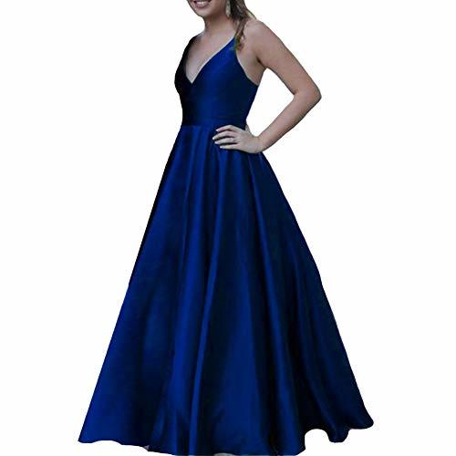 Kivary Women V Neck Spaghetti Straps Formal Long Evening Prom Dresses Royal Blue