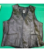 Western Express Leather Vest Black Medium Snap Buttons Cowboy Biker West... - $43.65