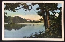 Arbutus Lake, Huguenot Park, Staten Island NY 1930s Vtg PC 16230 - £7.05 GBP