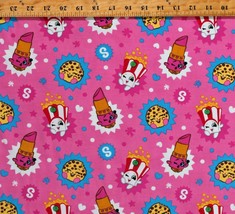 4-Way Stretch Knit Shopkins Characters Pink Soft Fabric by the Yard D343.30 - £10.41 GBP