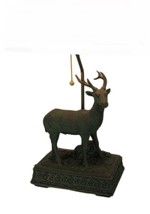 Scratch &amp; Dent Verdigris Patina Standing Deer Rustic Table Lamp Base Only - £47.44 GBP