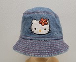 Sanrio Hello Kitty Blue Denim Bucket Hat 2002 Red Stitching- Retro - £42.81 GBP