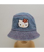 Sanrio Hello Kitty Blue Denim Bucket Hat 2002 Red Stitching- Retro - £42.86 GBP