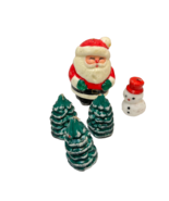Vintage Christmas Candles 3&quot; Trees 3&quot; Snowman 5&quot; Santa All Unused Lot 5 - $28.14 CAD