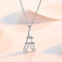 1 Ct Round Cut Real Moissanite Eiffel Tower Charm Pendant In 925 Sterling Silver - £88.21 GBP