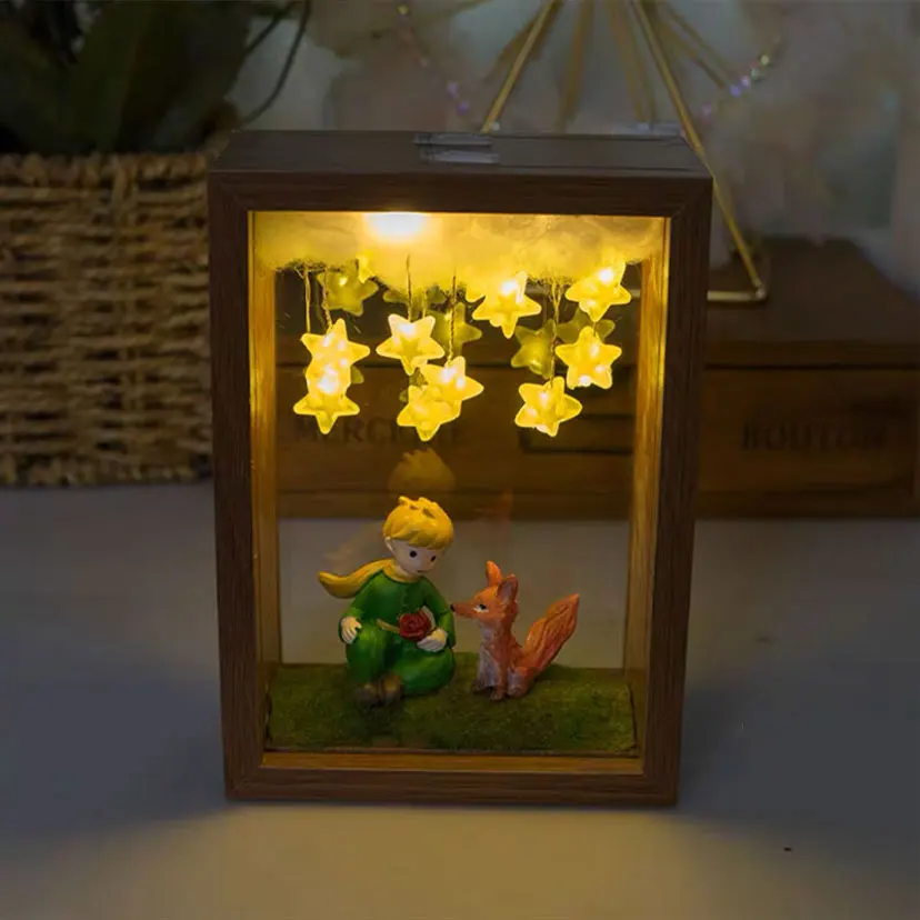 The Little Prince Night Light Handmade DIY Photo FrameStarry Fox Rose Fa... - $13.56+