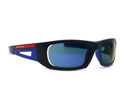 Prada Sport Ps 02YS Matte BLACK/BLUE Dark Blue Mirror Authentic Sunglasses - £229.39 GBP