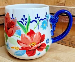 The Pioneer Woman Spring Bouquet 19oz Stoneware Coffee Mug Cup Floral Cobalt - £20.74 GBP