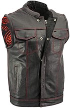 Men&#39;s Motorcycle Son Of Anarchy Style Butter Soft Leather Vest Wo Collar All Siz - £77.40 GBP