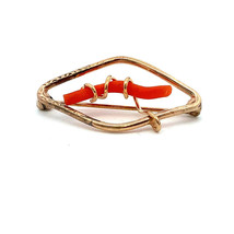 Antique  Signed 12k Gold Filled Uncas Victorian Art Deco Wrap Coral Stone Brooch - £31.58 GBP