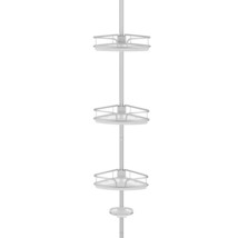 4-Tier Tension Corner Shower Caddy Aluminum Pole Adjustable Bathroom Shelves - £59.14 GBP