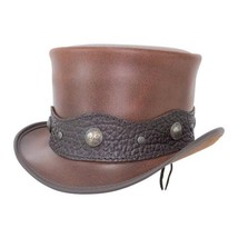 Motorcyclist Hat Handmade W/Nickle Buffalo Hat Band Genuine Leather | El... - £29.83 GBP+