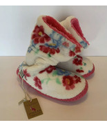 Joules Goodnight Wear Children&#39;s  White Pink Flower Slippers Sz:12-1 NEW - £20.33 GBP