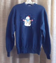 Vintage Christmas Willow Bay Womens Size Medium M Snowman Holiday Navy Blue - $10.84