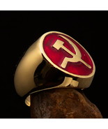 Nicely crafted Men&#39;s Communist Ring red Hammer and Sickle Symbol - Solid... - $28.00+