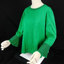 Karl Lagerfeld Paris Women Green 3/4 Sleeve Sweater Crew Neck Sz M - $26.99