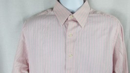 Brooks Brother men&#39;s 16-33 pink white striped dress shirt long sleeve button up - £11.73 GBP