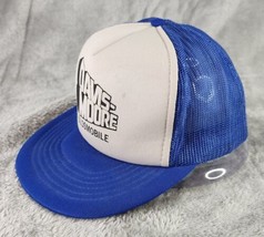 Davis Moore Trucker Hat Blue White Grunge Wear Oldsmobile Vintage Snapback Cap - £22.15 GBP
