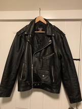 Men&#39;s Allstate Heavy Leather Motorcycle Jacket Black XL Extra Large - $96.66