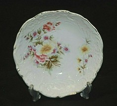 Vntage Porcelain Embossed Fruit Dessert Berry Sauce Bowl PInk Yellow Gold Trim a - £13.53 GBP
