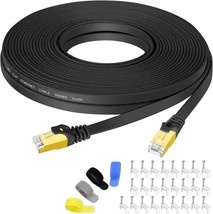 Cat7 Shielded Ethernet Cable 50ft Highest Speed Cable Flat Ethernet Patch Cable  - £25.56 GBP