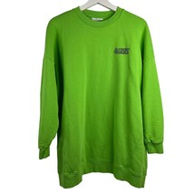 GANNI Size S / M Crew Neck Sweatshirt Oversized Fleece Embroidered Neon ... - $74.73