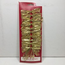 10 Gold Stripe Wire Edge Christmas Gift Bows Indoor Outdoor Wreath Package - £11.79 GBP