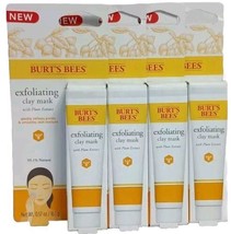 4X Burt&#39;s Bees Exfoliating Clay Mask with Plum Extract .57 Oz. Each - £10.00 GBP