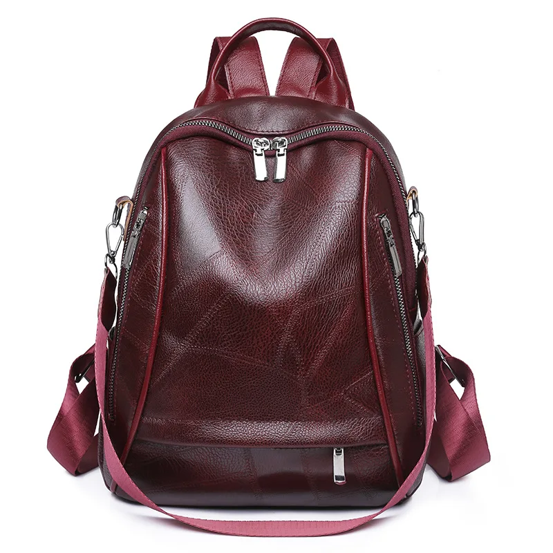 Ther backpack pu leather book bag for student large capacity travel backpack waterproof thumb200