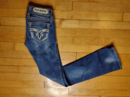 Rock Revival Denisa Straight Stretch Jeans Womens Size 24 Blue Meas. 27x33 - £25.01 GBP