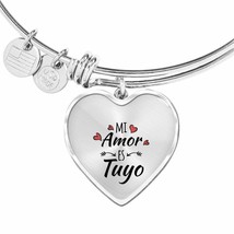 Mi Amor Es Tuyo Heart Bangle Stainless Steel or 18k Gold 79&quot; - £37.81 GBP+