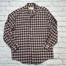 Eddie Bauer Mens Cotton Plaid Flannel Long Sleeve Shirt Size S White Bur... - $29.65