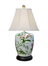 Floral Bird Porcelain Ginger Jar Table Lamp 25.5 - $307.59