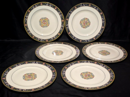 Vintage Wedgwood 10.75&quot; Dinner Plate Runnymede Blue W4472 England - Set Of 6 - £107.09 GBP