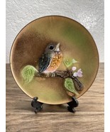 Vintage Brumm Enamel Over Copper Robin Bird 6&quot; Dish Decorative Plate KG JD - $553.89 MXN