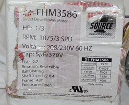 Source 1 FHM3586 Direct Drive Blower Motor Reversible Rotation 3 Speed image 7