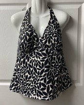 Lands End Womens Size 14 Halter Top Tankini Top Swimsuit Black White No ... - $16.54